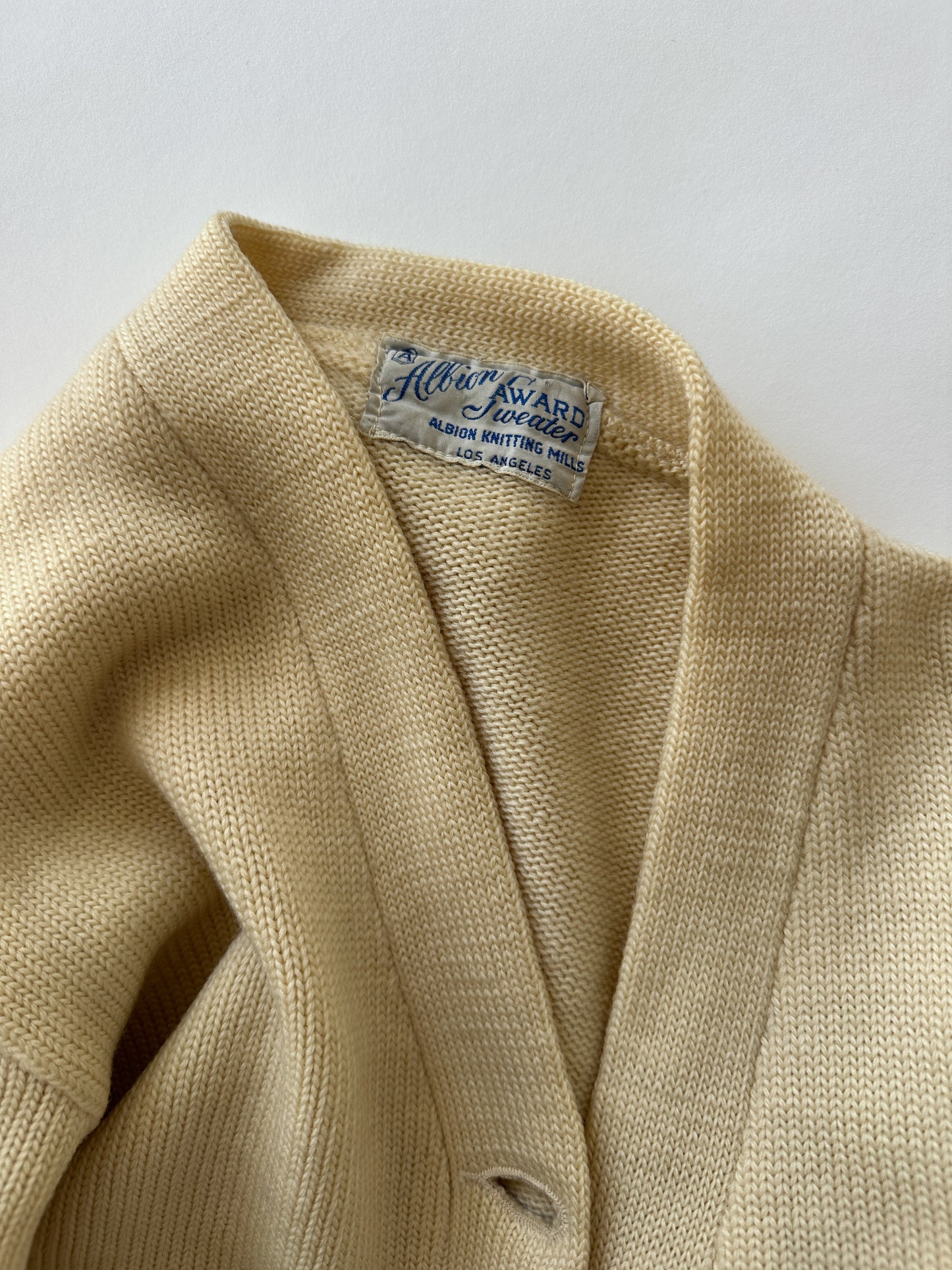 1950s Cream Wool Varsity Cardigan