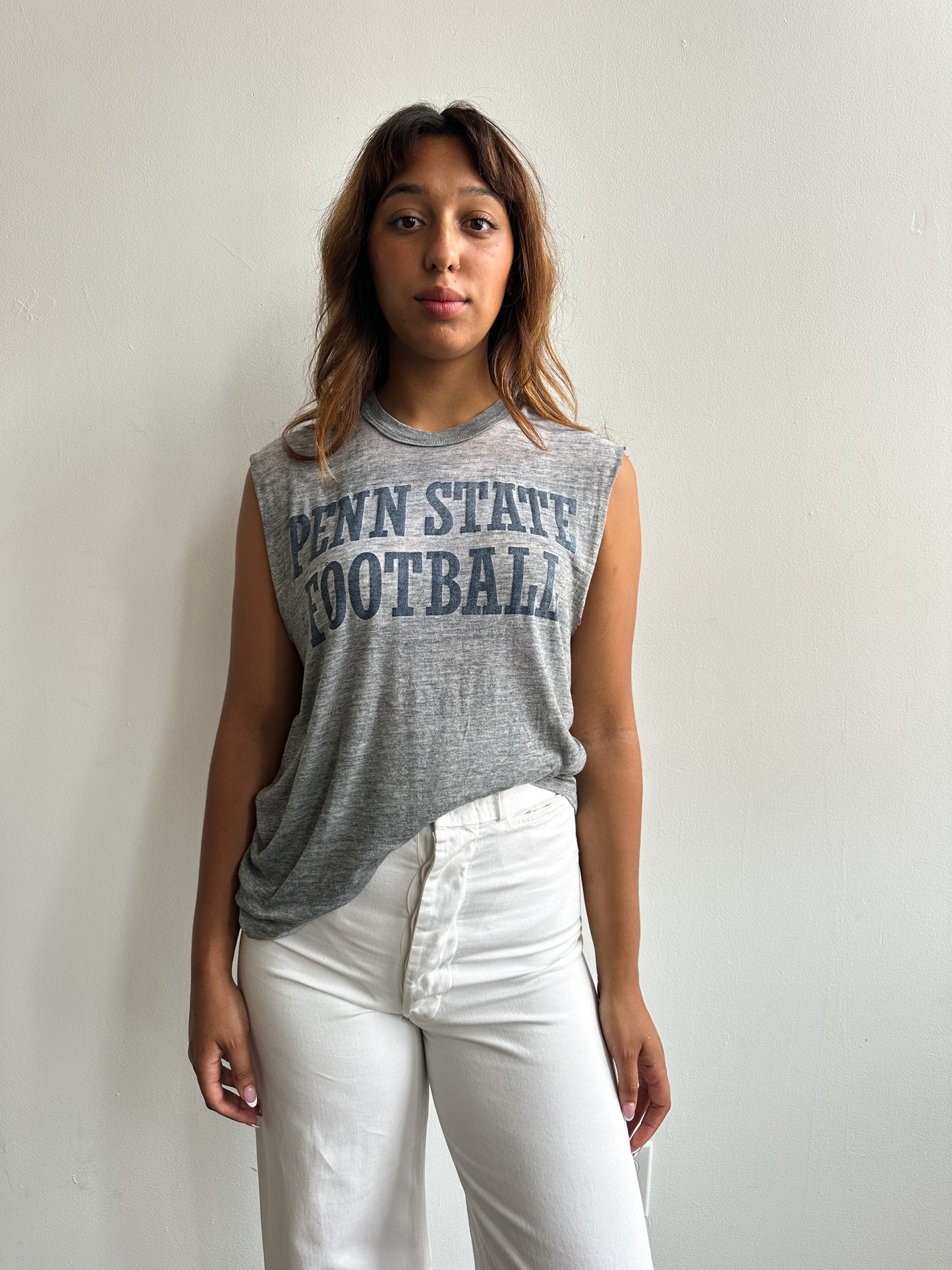 1980s Penn State Football Paper Thin Muscle T Shirt Cutoff