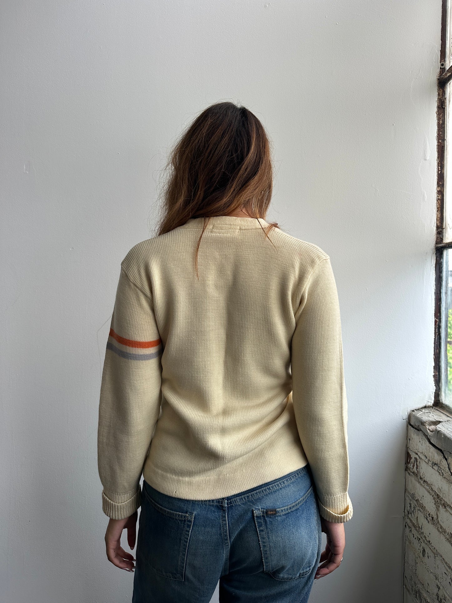 1950s Cream Wool Varsity Cardigan