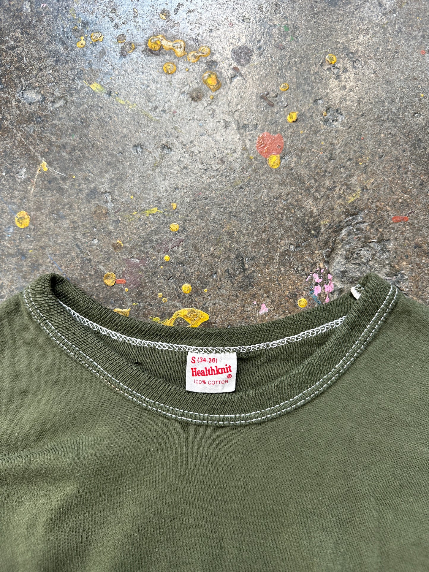 1960s Cotton Healthknit Green T Shirt