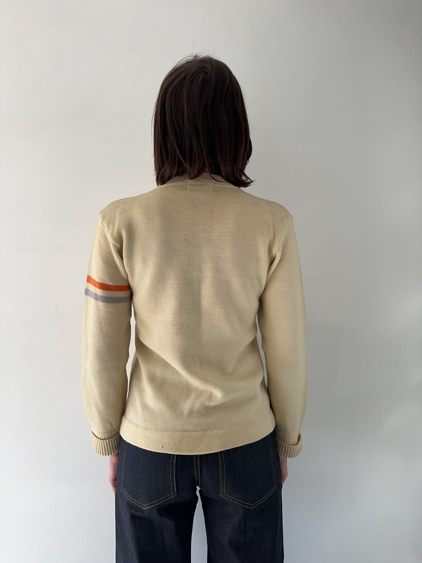 1950s Cream Wool Varsity Cardigan
