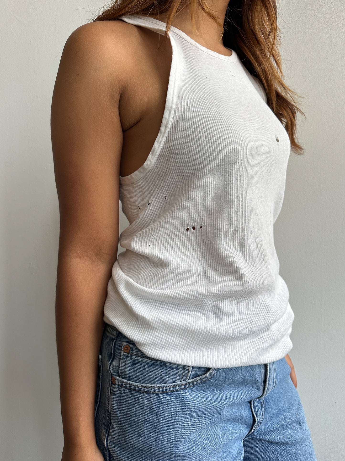 1960s White Distressed Hanes Tank
