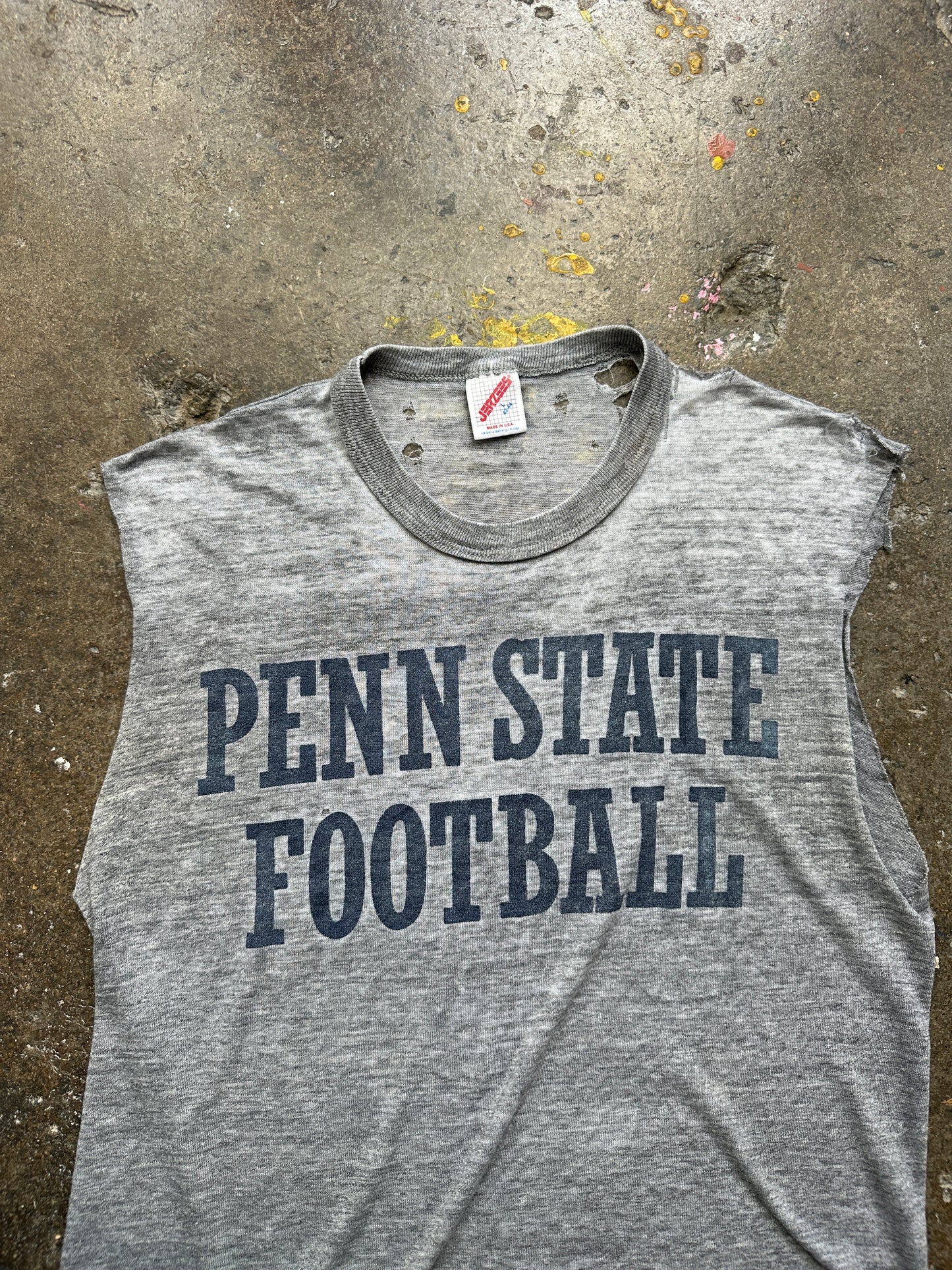 1980s Penn State Football Paper Thin Muscle T Shirt Cutoff