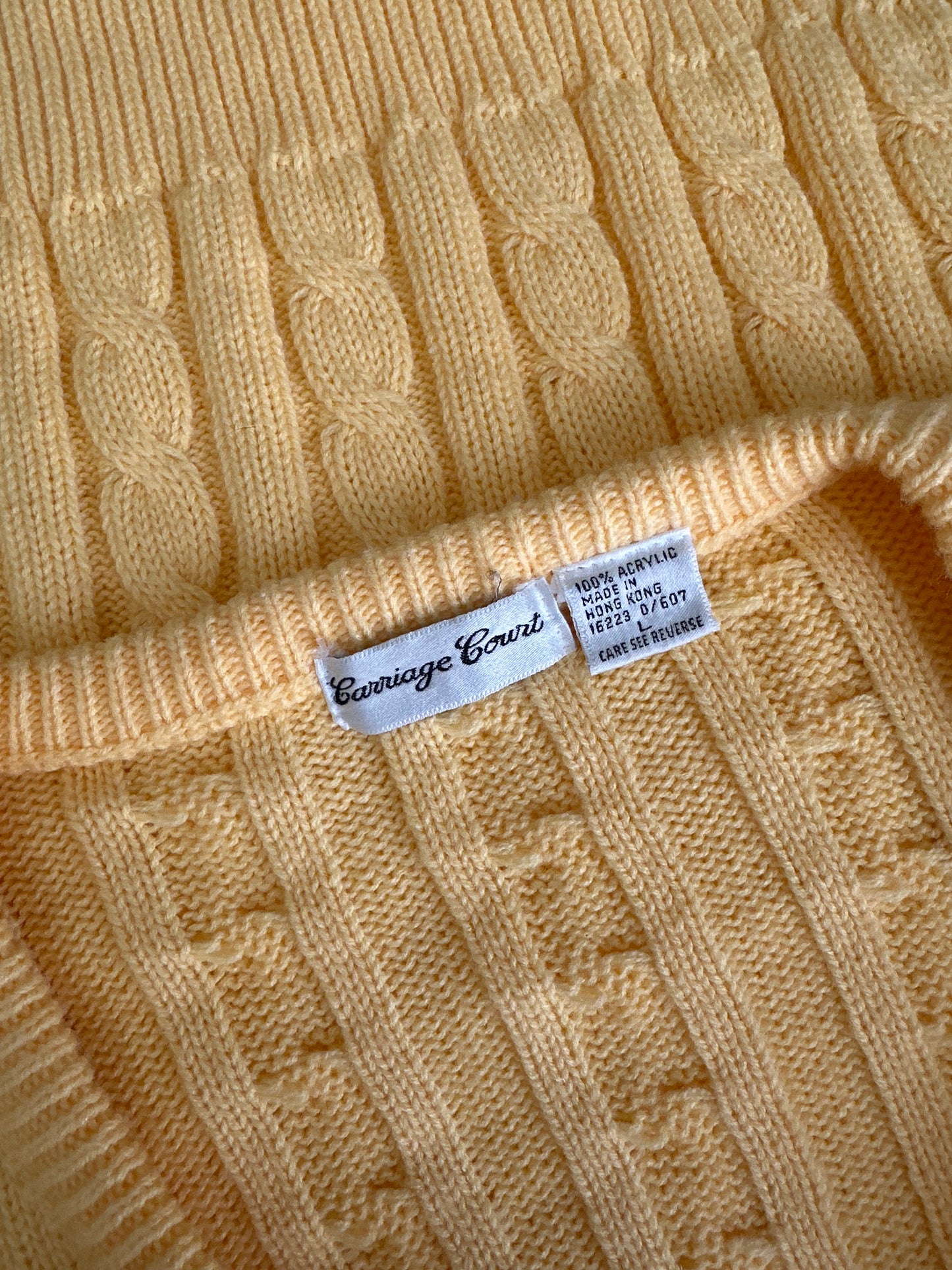 1990s Acrylic V Neck Butter Yellow Sweater