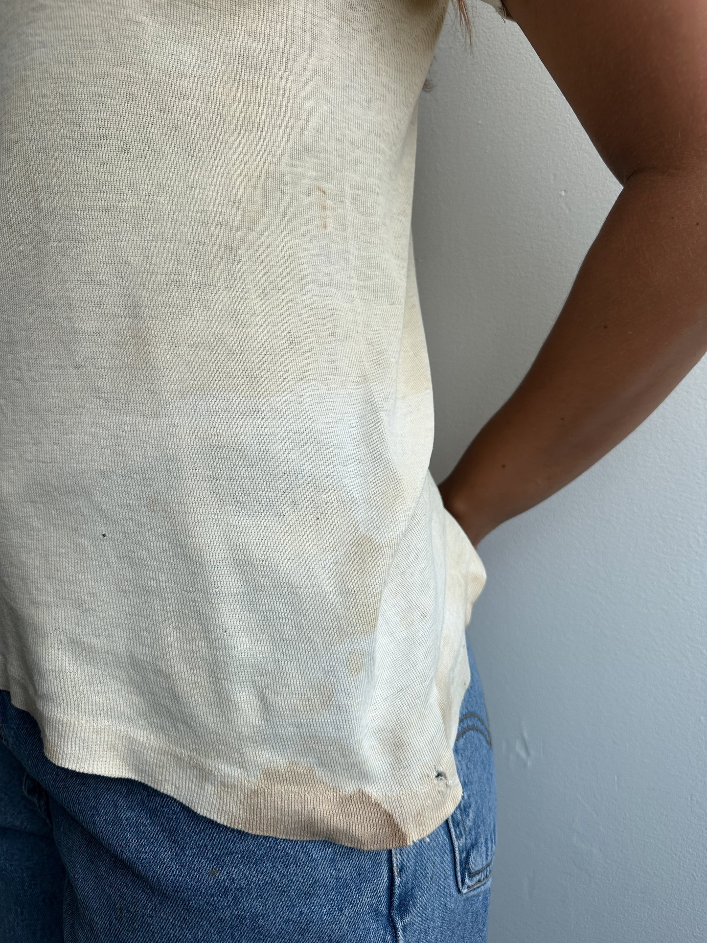 1950s Ribbed Knit Cotton T Shirt