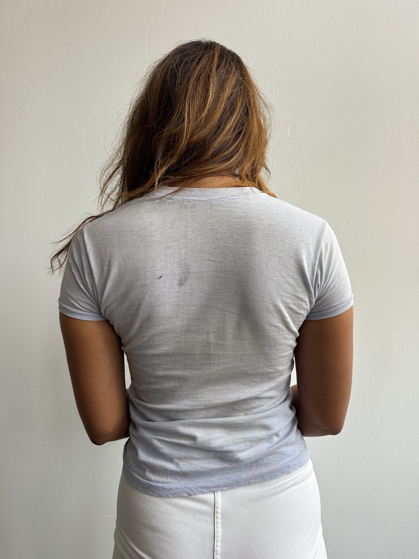 1960s Distressed Baby Blue Pocket T Shirt