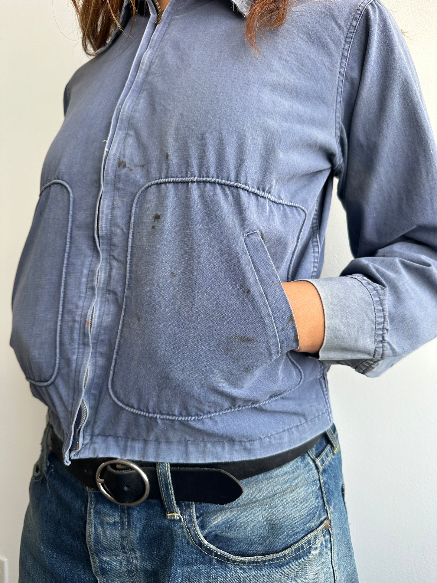 1960s Distressed Weather Jack Zip Work Jacket