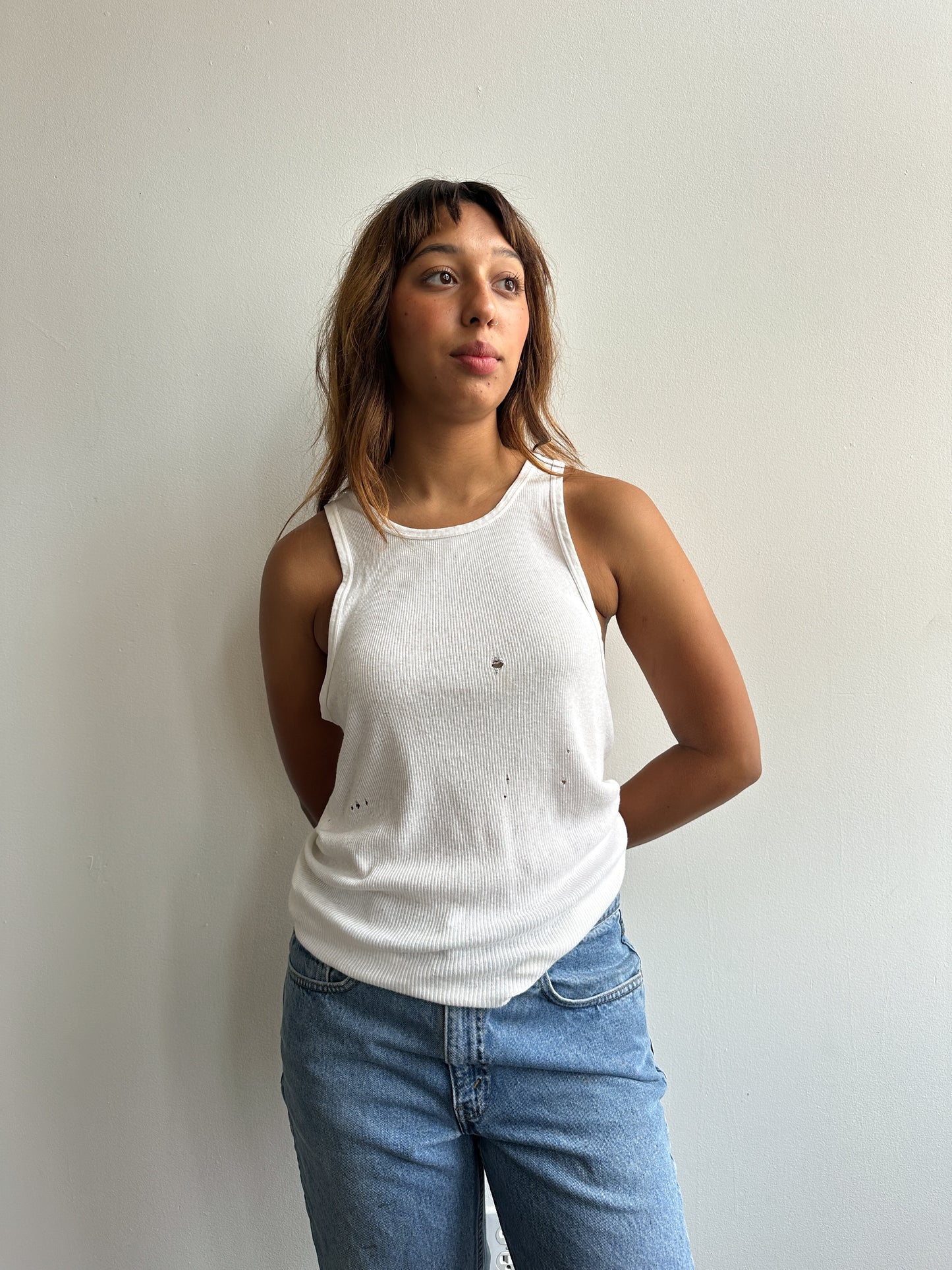 1960s White Distressed Hanes Tank