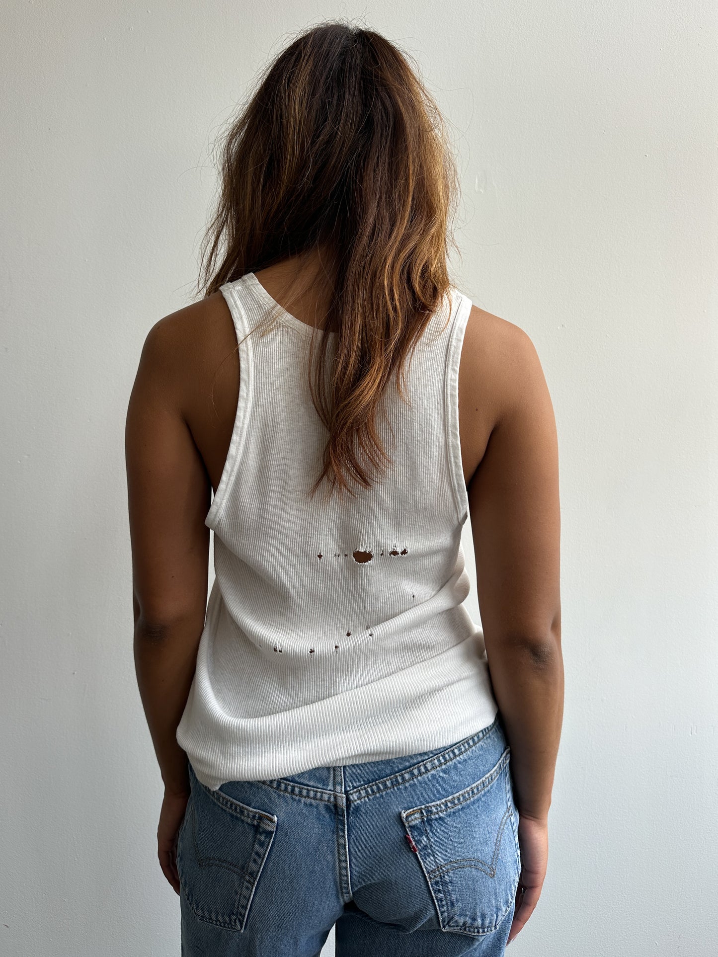 1960s White Distressed Hanes Tank