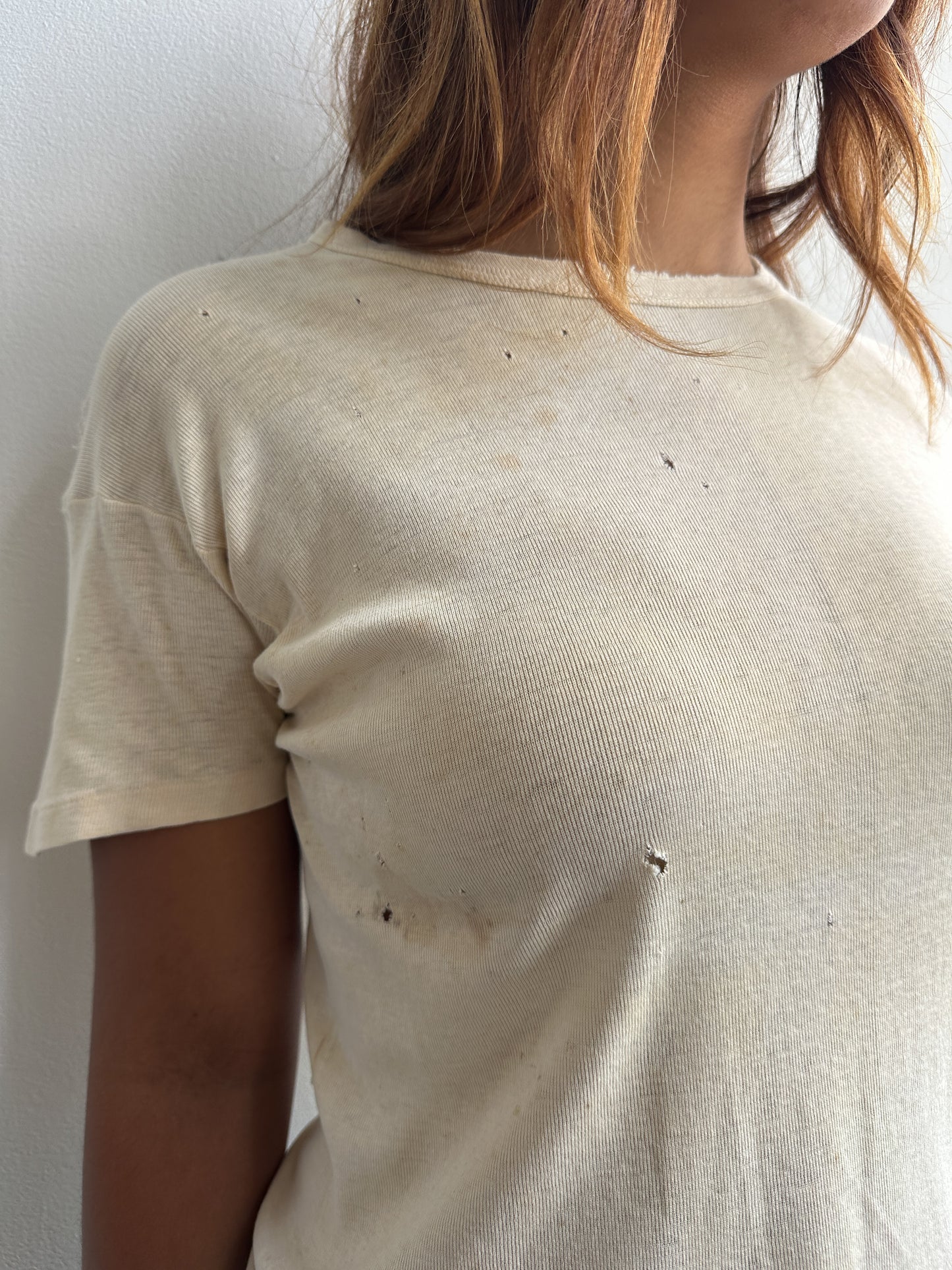 1950s Ribbed Knit Cotton T Shirt