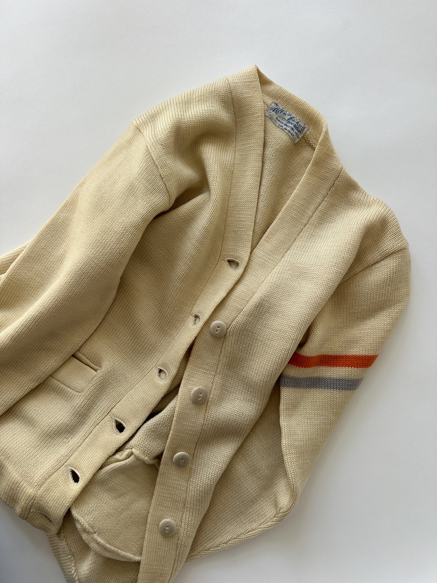 1950s Cream Wool Varsity Cardigan