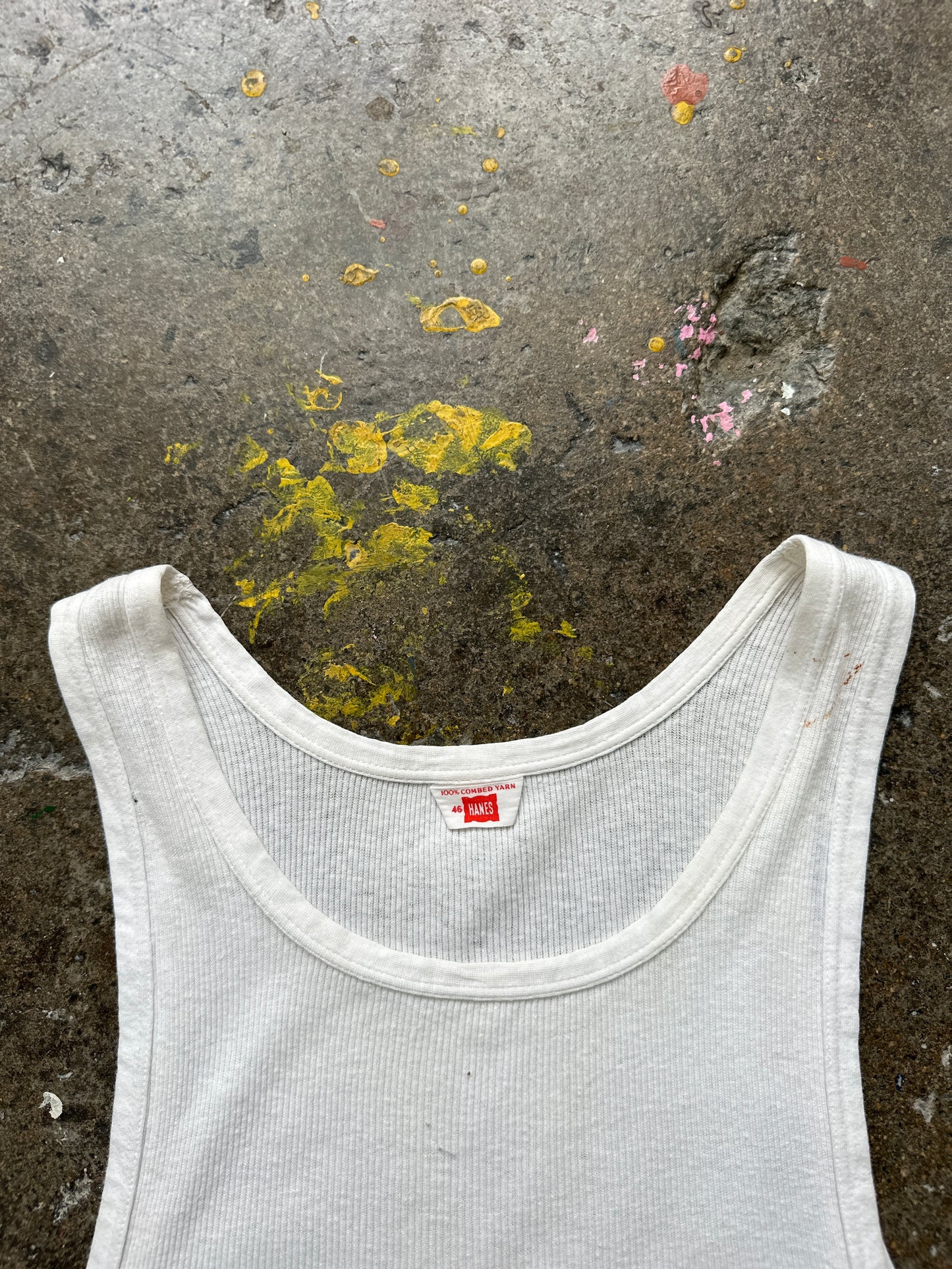 1960s White Distressed Hanes Tank