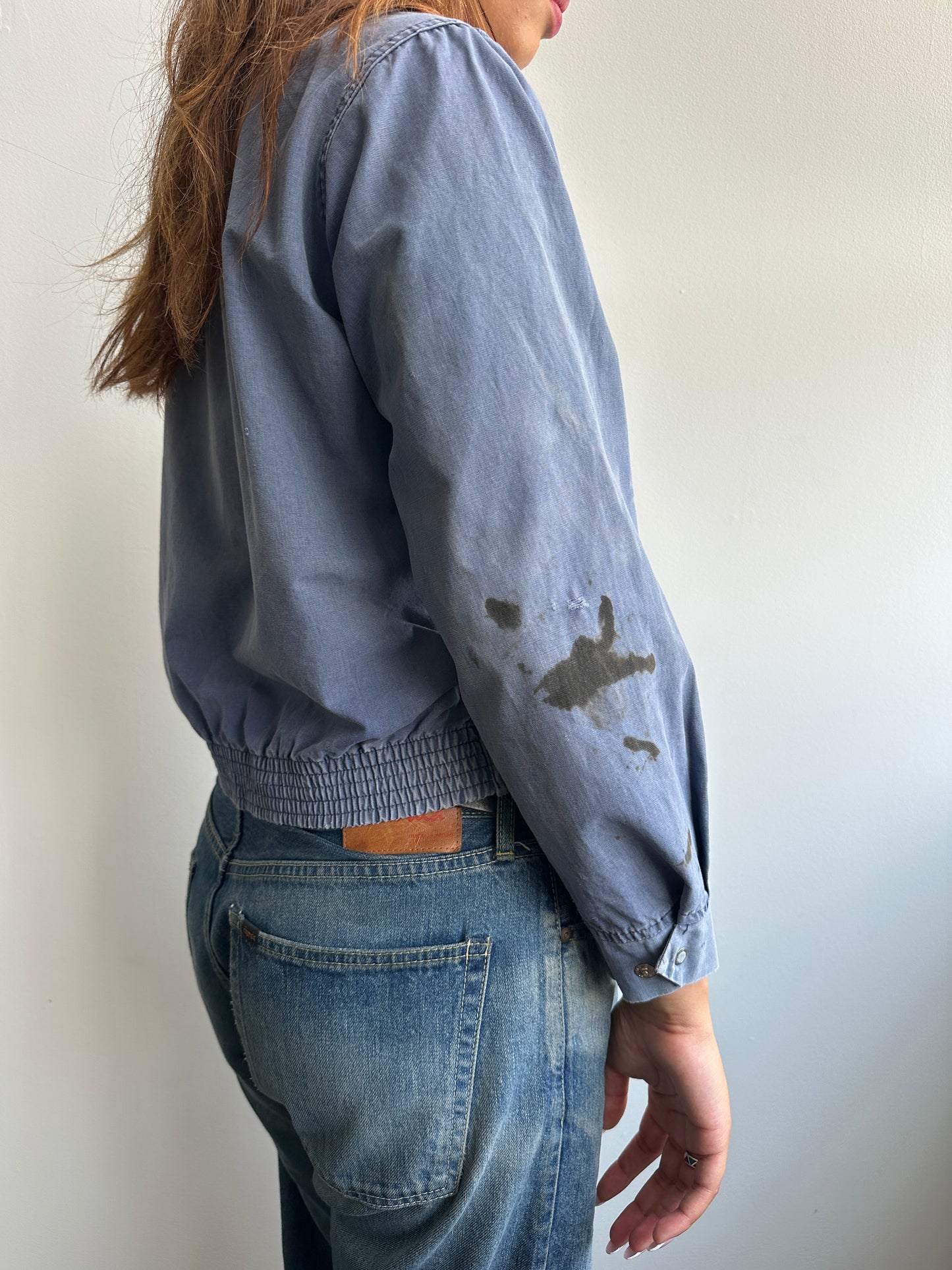 1960s Distressed Weather Jack Zip Work Jacket