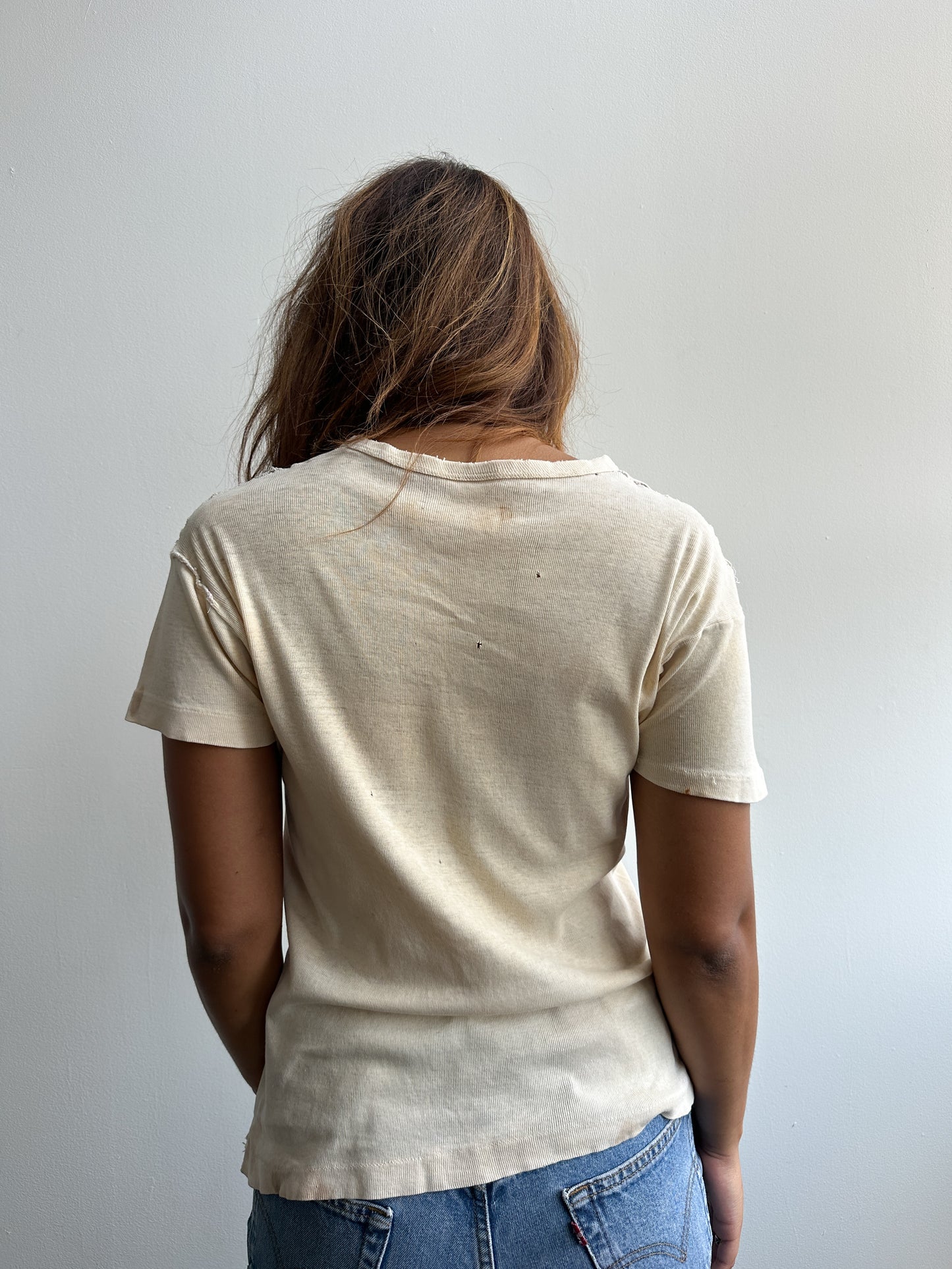 1950s Ribbed Knit Cotton T Shirt