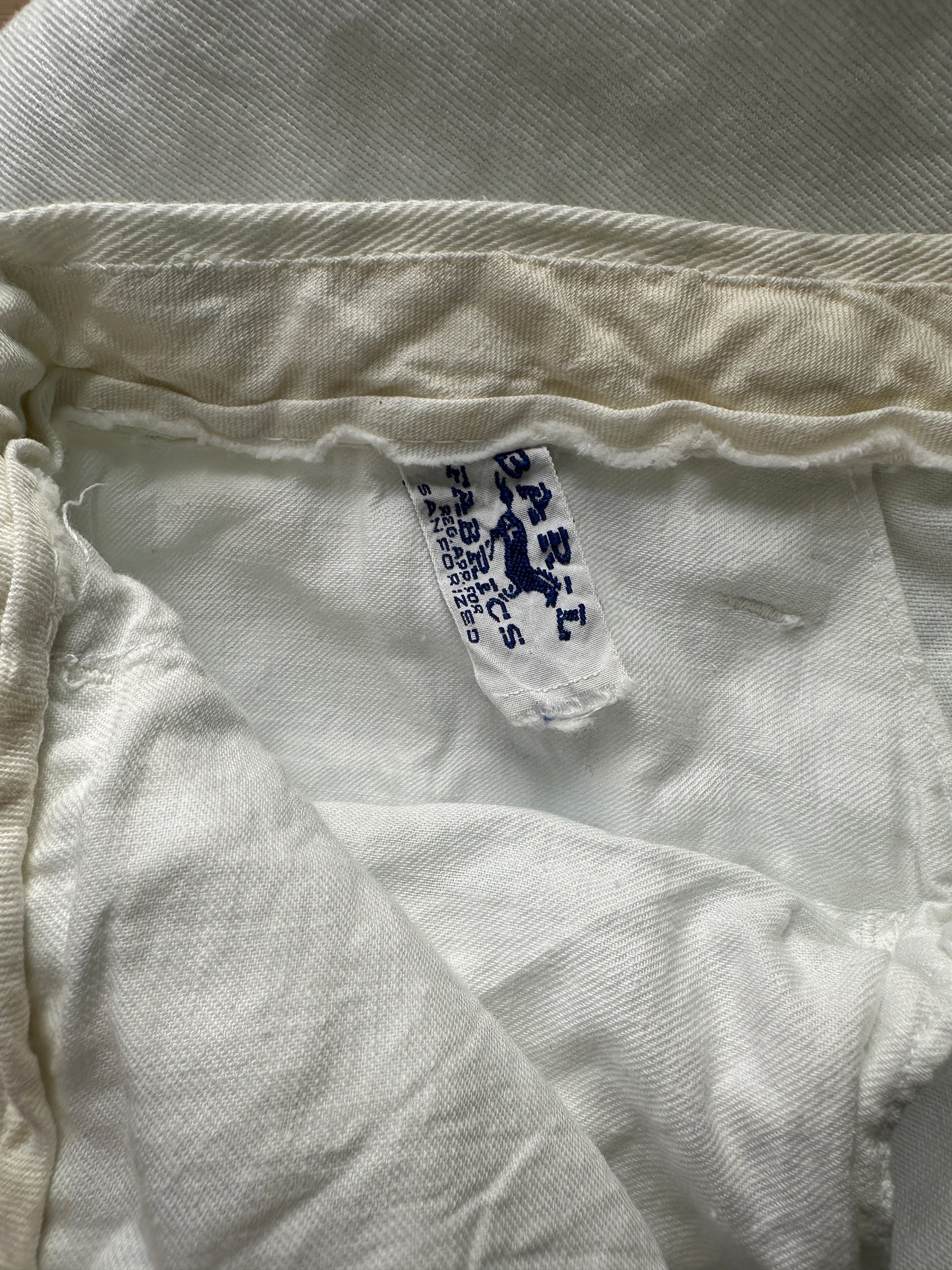 1950s Drop Loop Sanforized White Cotton Trousers