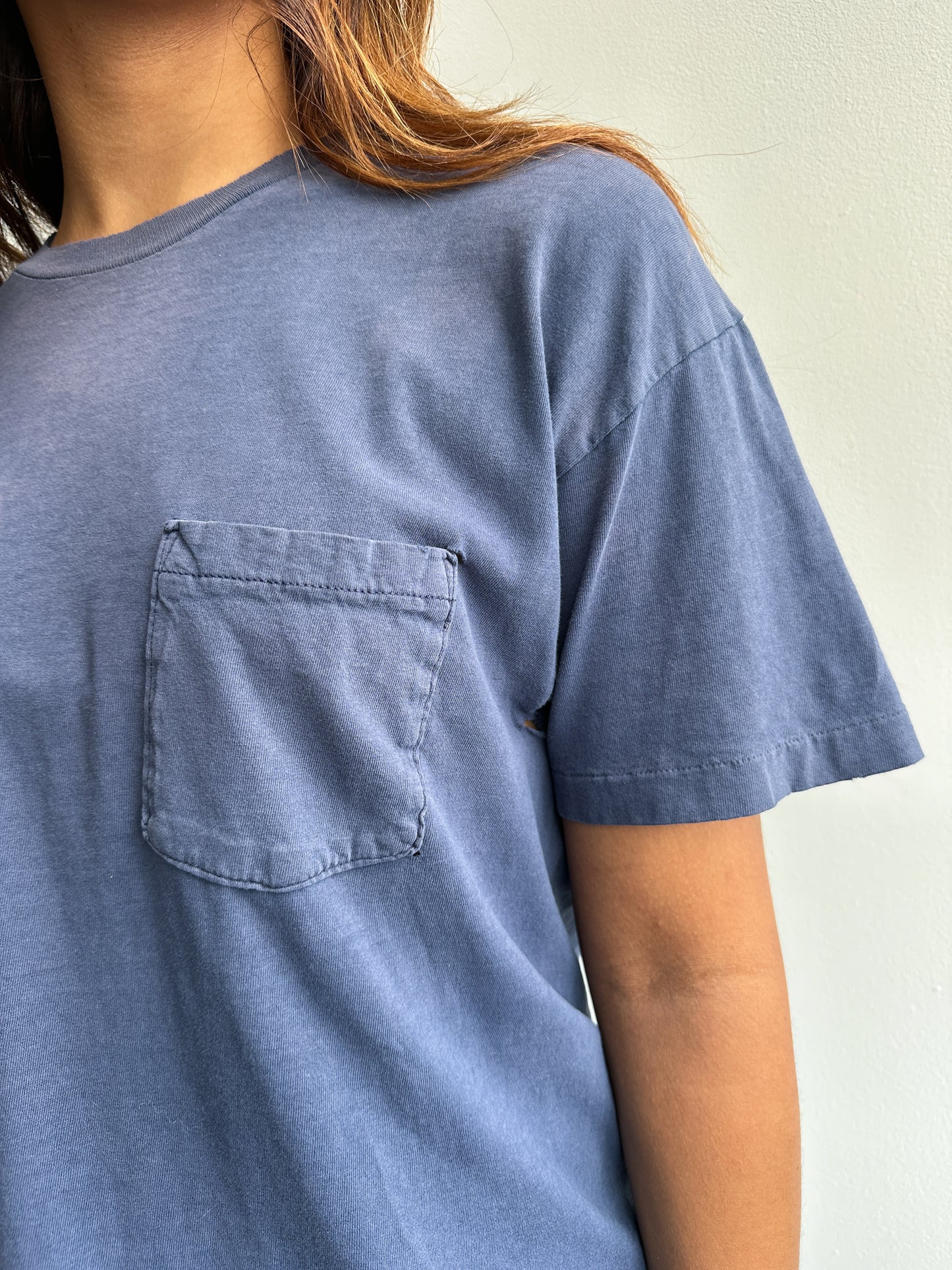 1980s Navy Faded Pocket T Shirt