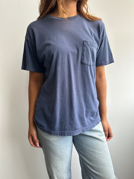 1980s Navy Faded Pocket T Shirt
