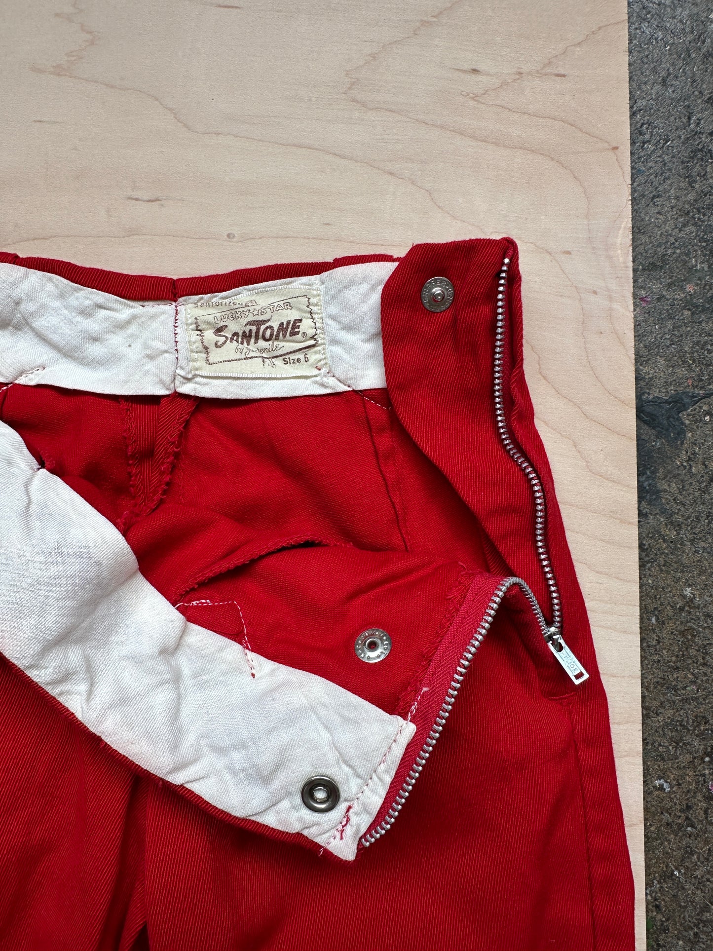 1950s Santone Lucky Star Kids 5/6 Red Side Zips