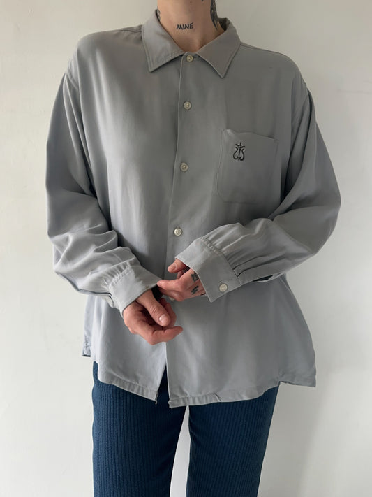1950s Campus Rayon Gaberdine Button Up