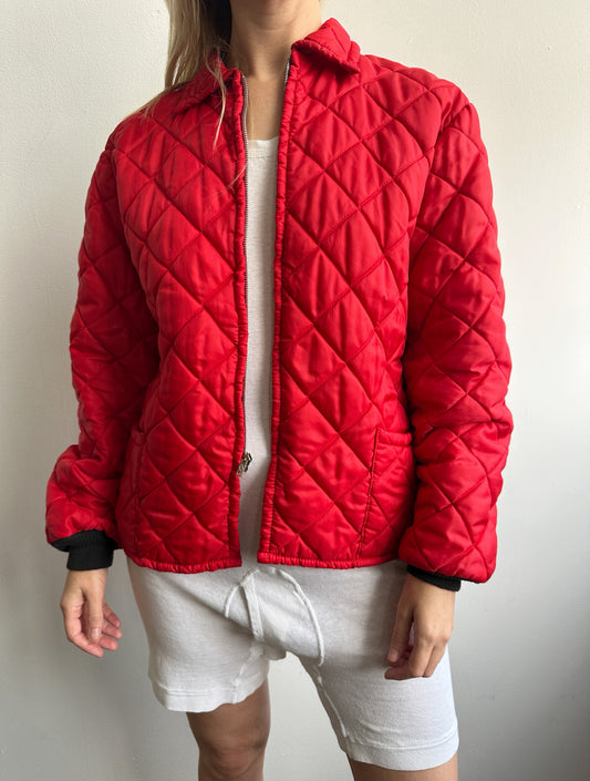 1970s Red Quilted Light Jacket