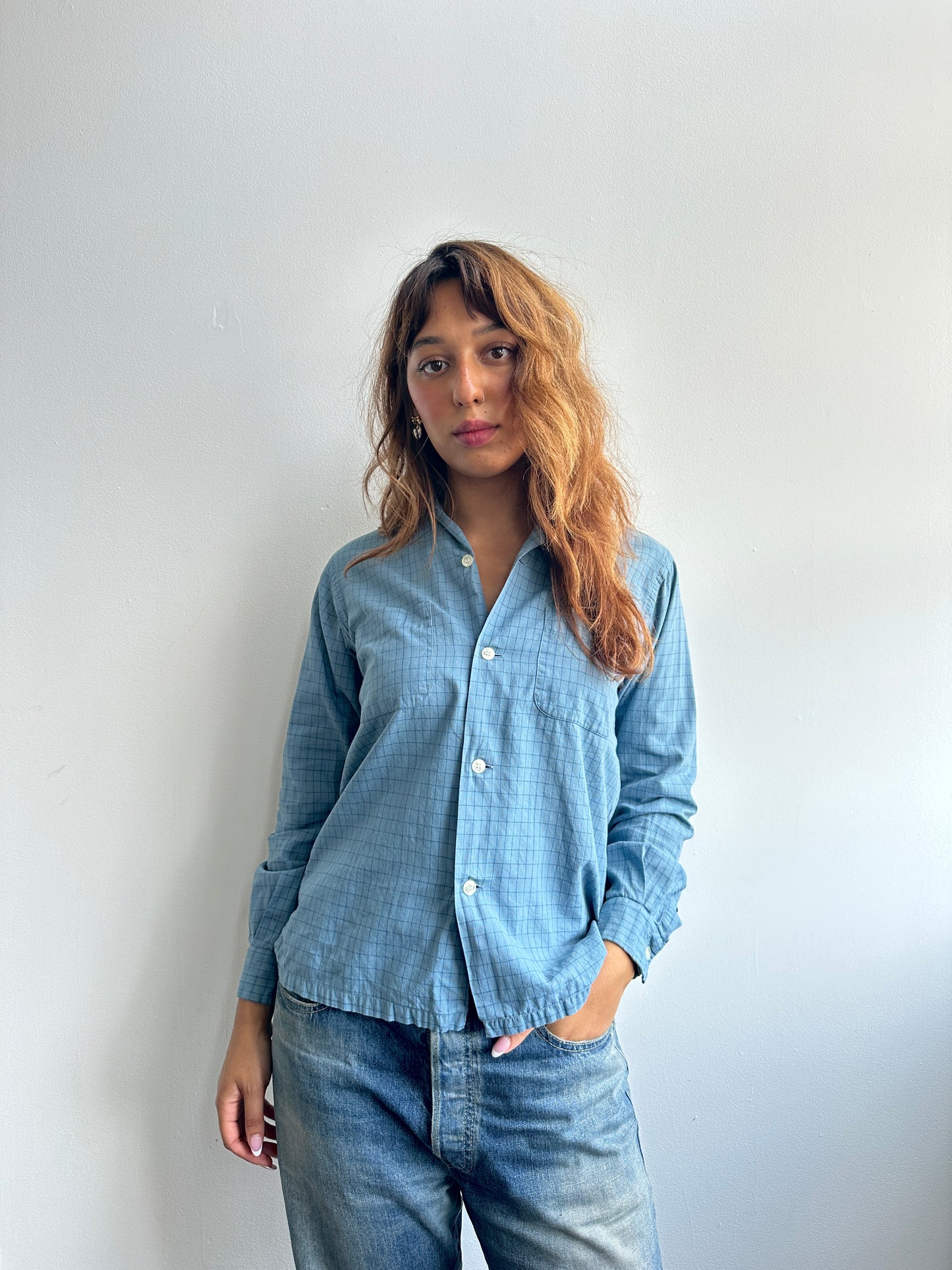 1950s Magicare Loop Collar Checked Button Up