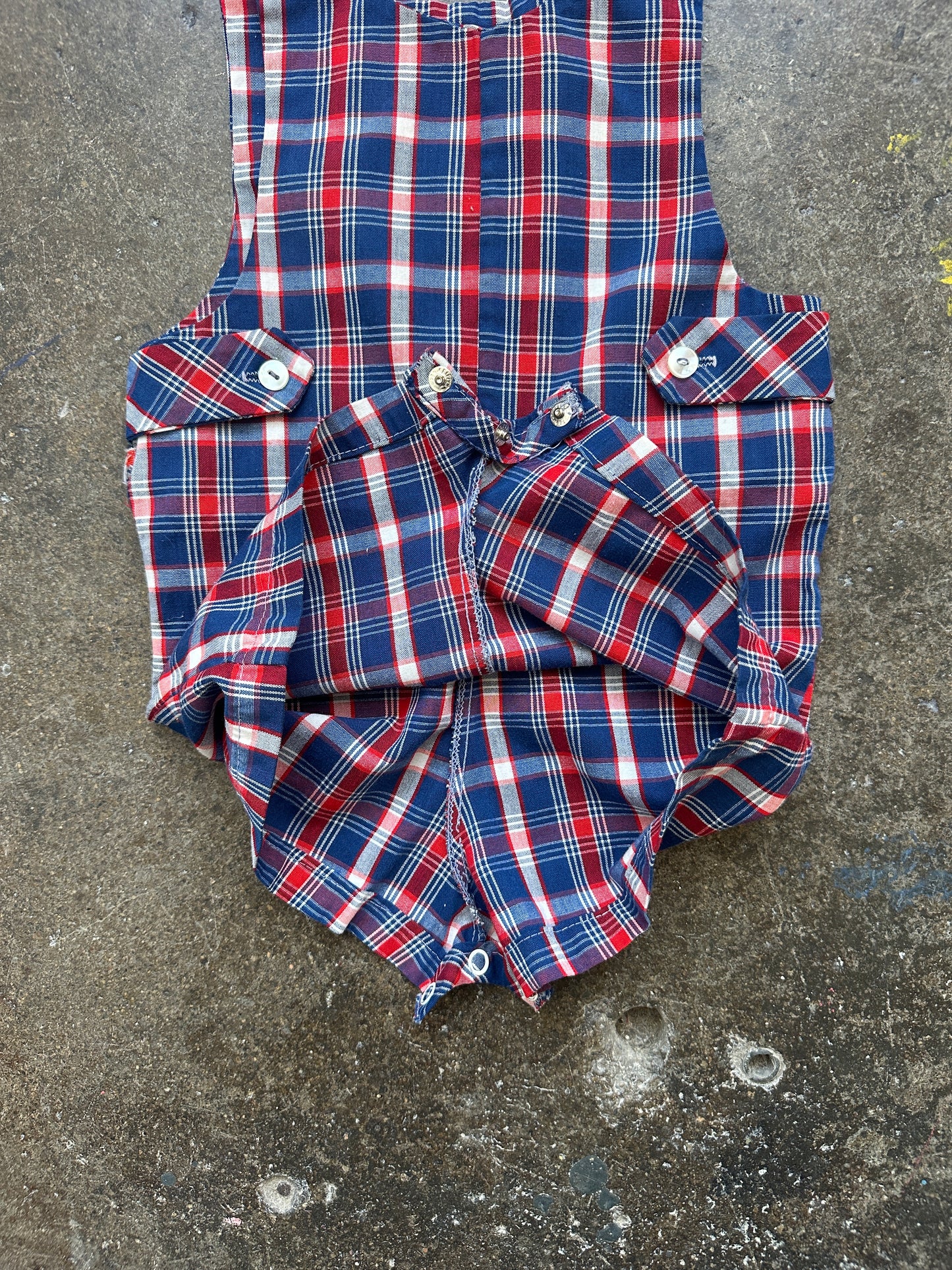 1960s Kids 2T Plaid Romper