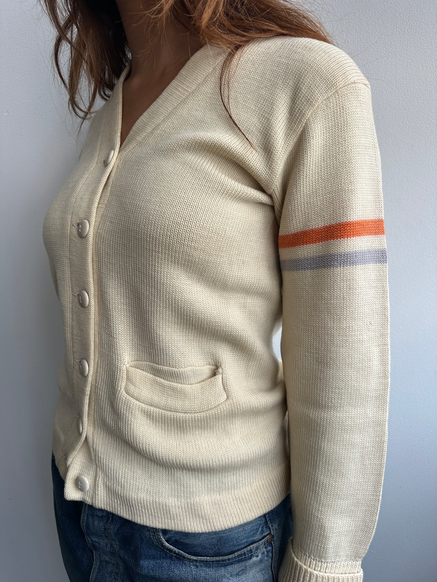 1950s Cream Wool Varsity Cardigan
